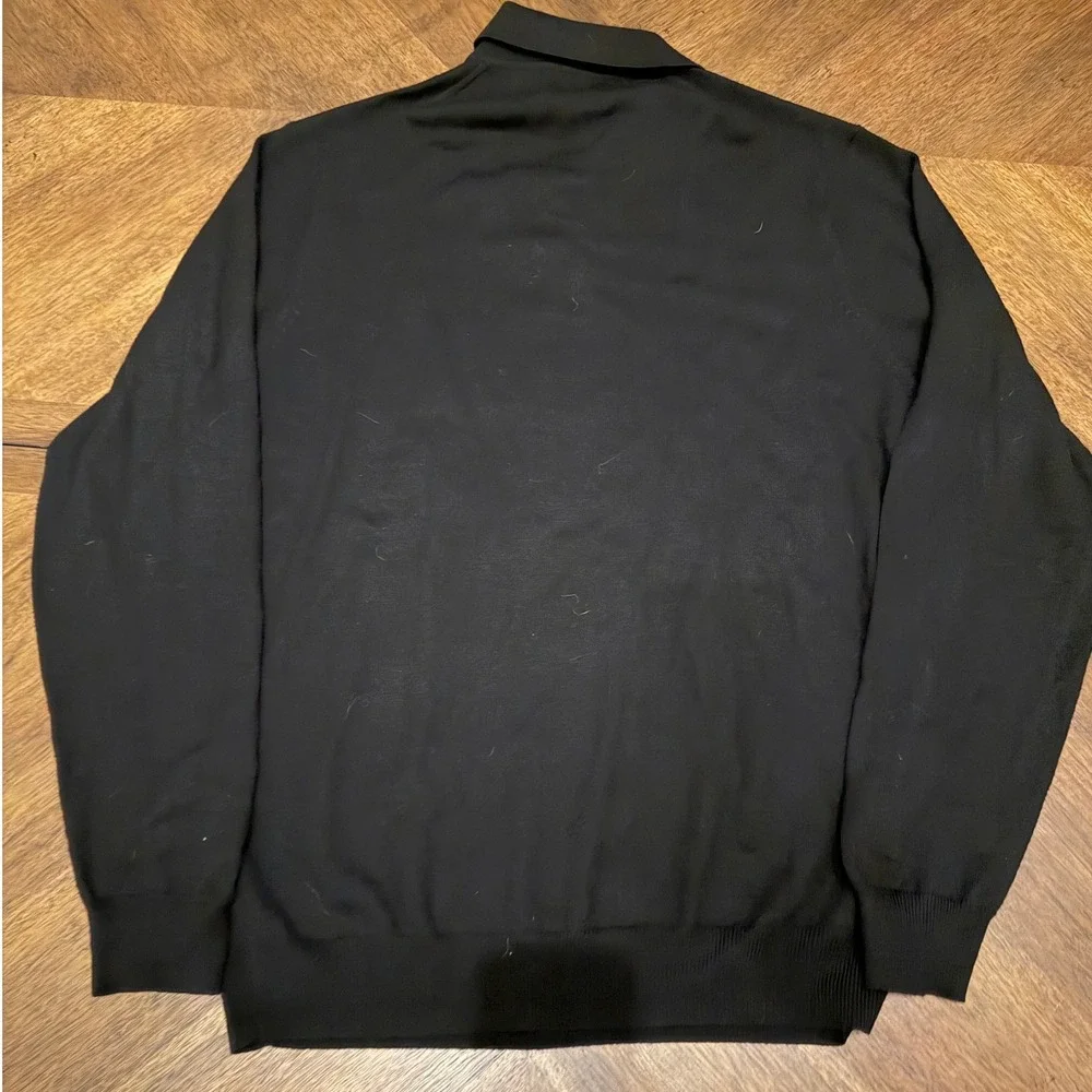 Jos A Bank Signature Collection Black 100% Italian Merino Wool Polo Sweater L